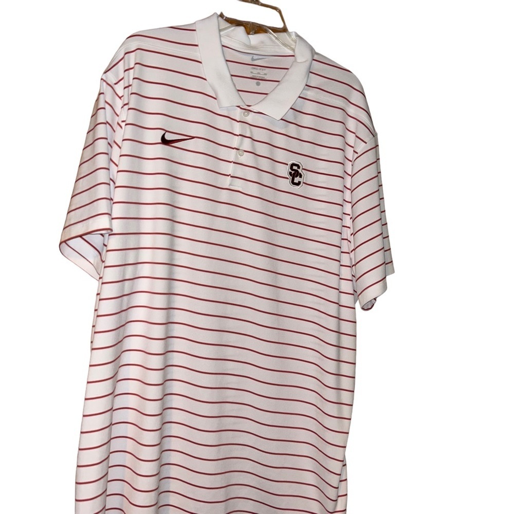 Men Nike USC Trojans Southern California stripe polo shirt 3XL